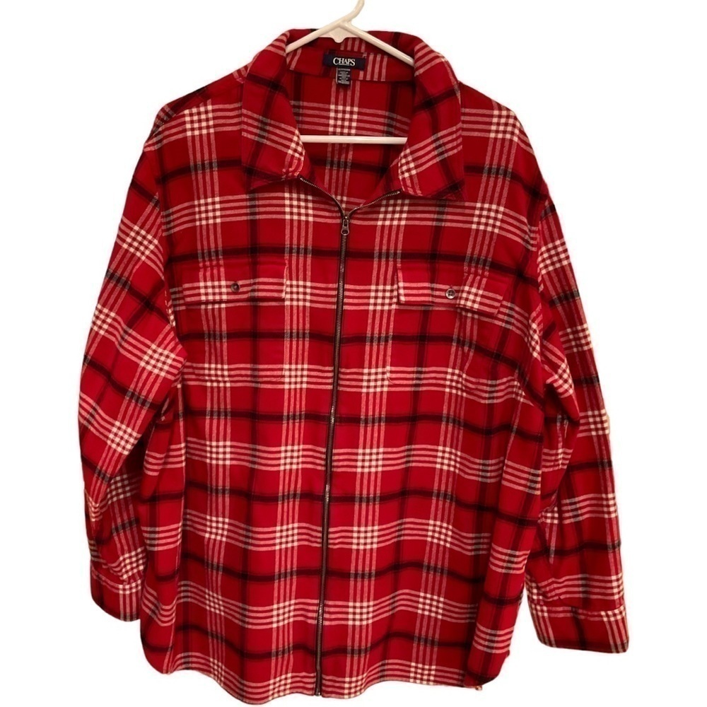 CHAPS FLANNEL WOMENS ZIPPER CLOSURE SIZE 3X